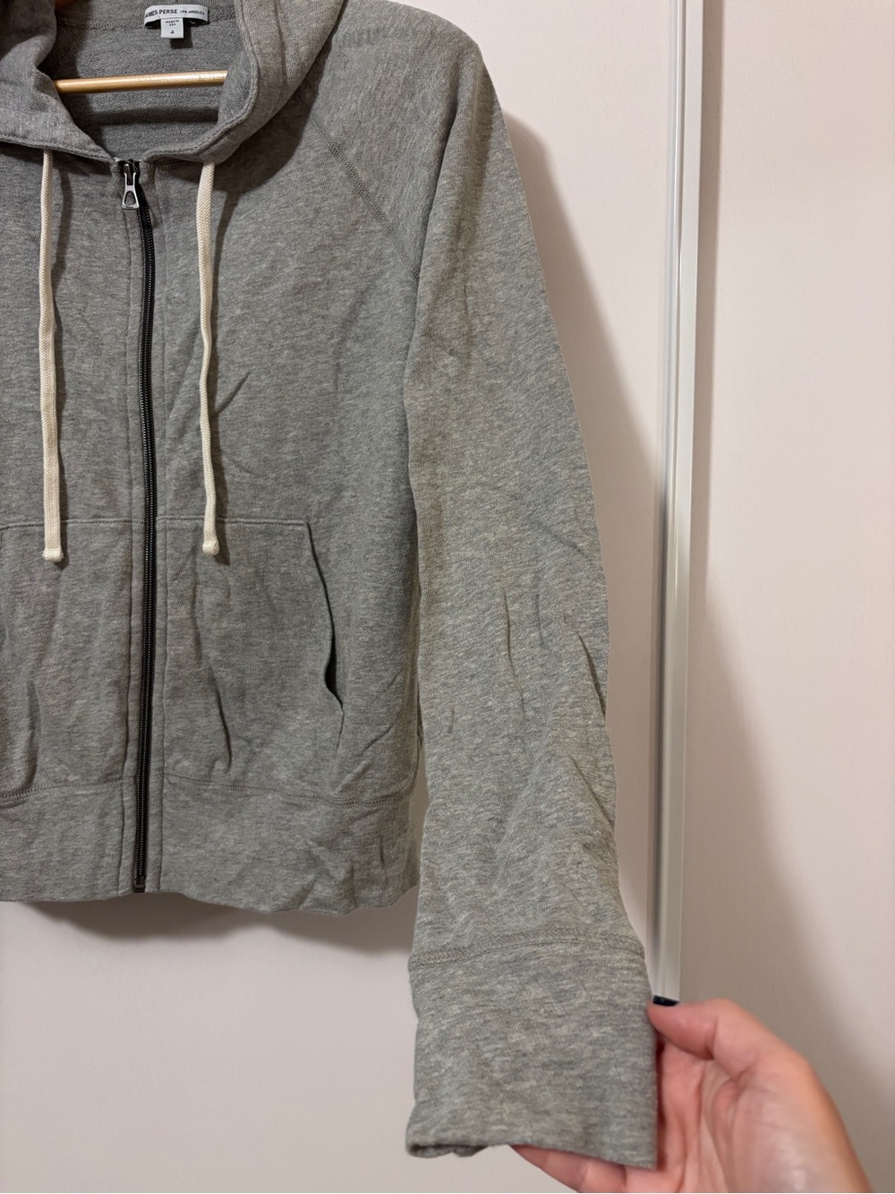 James Perse Vintage French Terry Zip Up Hoodie Size 4 Heather Grey Relaxed Fit - Picture 3 of 10